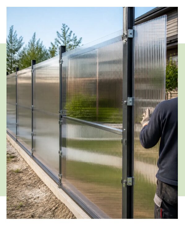 Установка забора из поликарбоната под ключ в Глазове